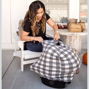 Copper Pearl Multi-Use Cover: Car Seat/Stroller- Easy Access for Moms- Plaid